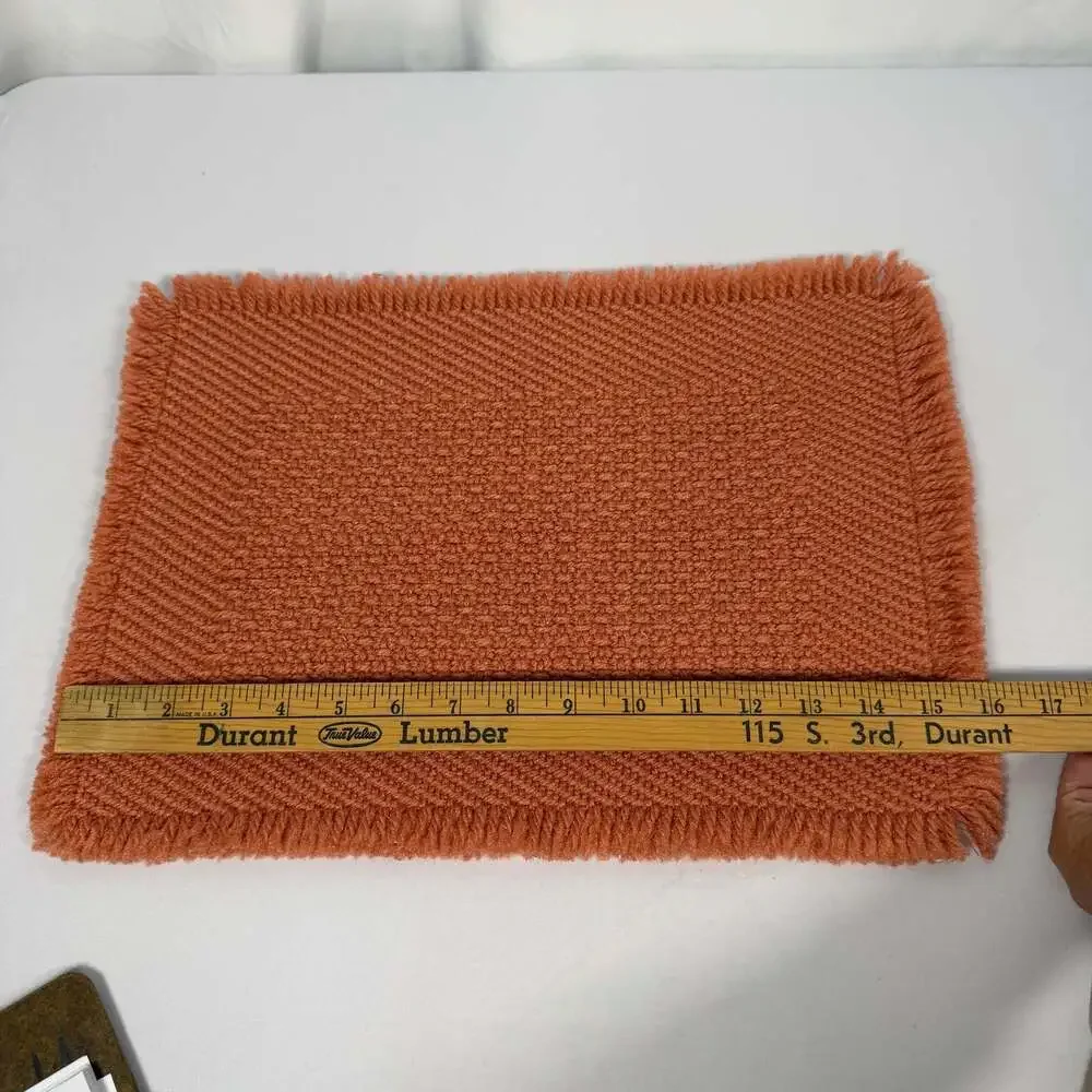 Vintage 1970's Coral Woven Placemats, Set of 4